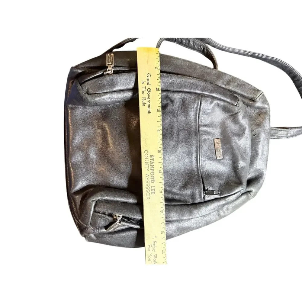 Vintage Wilson’s leather black leather mini backpack bag pockets pelle studio